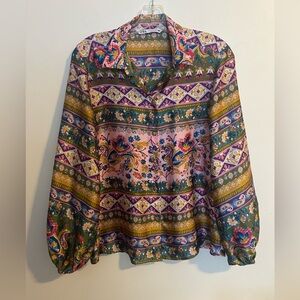 Zara Multicolor Floral Blouse Size XS